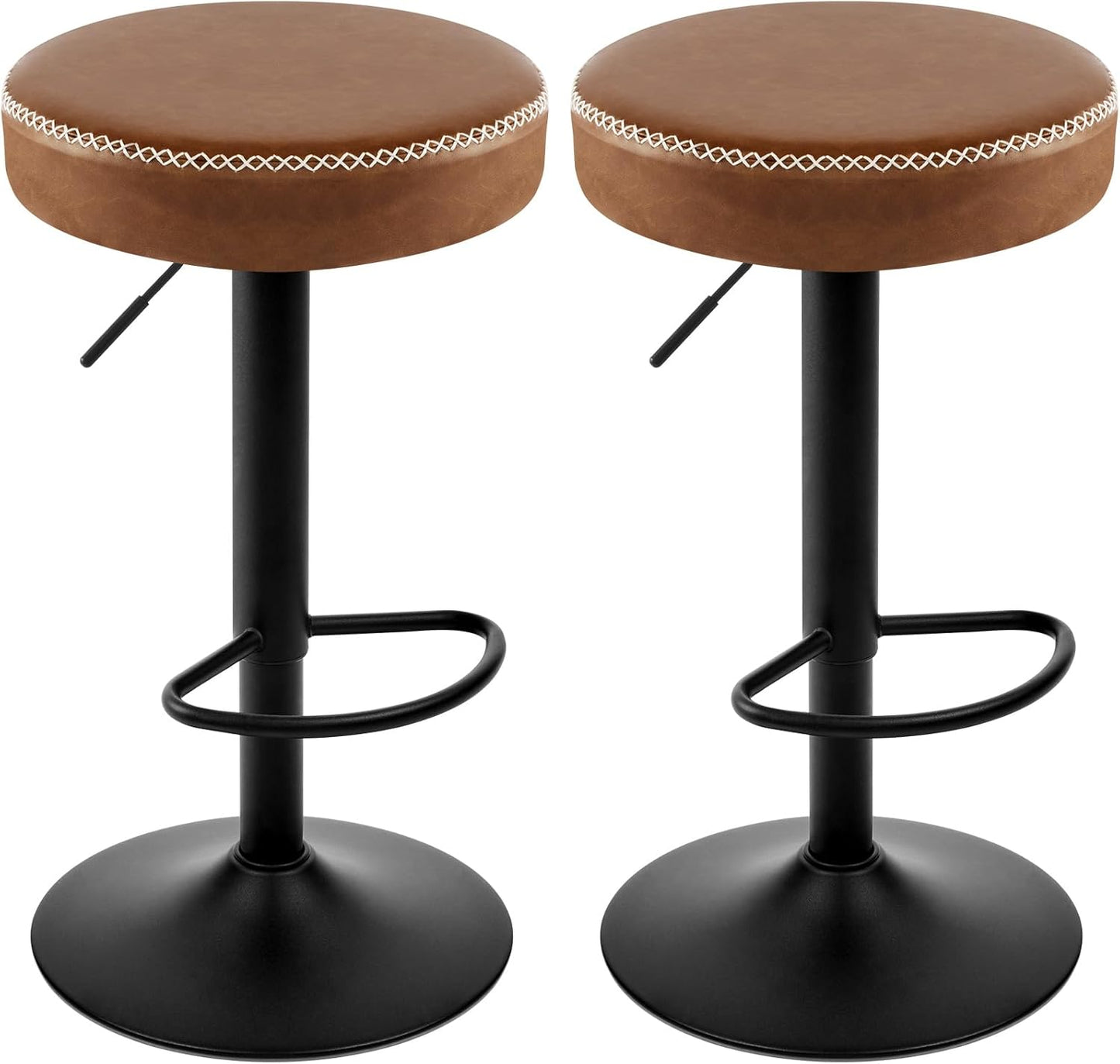Vintage Barhocker Set, Braun & Schwarz. Drehbar - Höhenverstellbar.