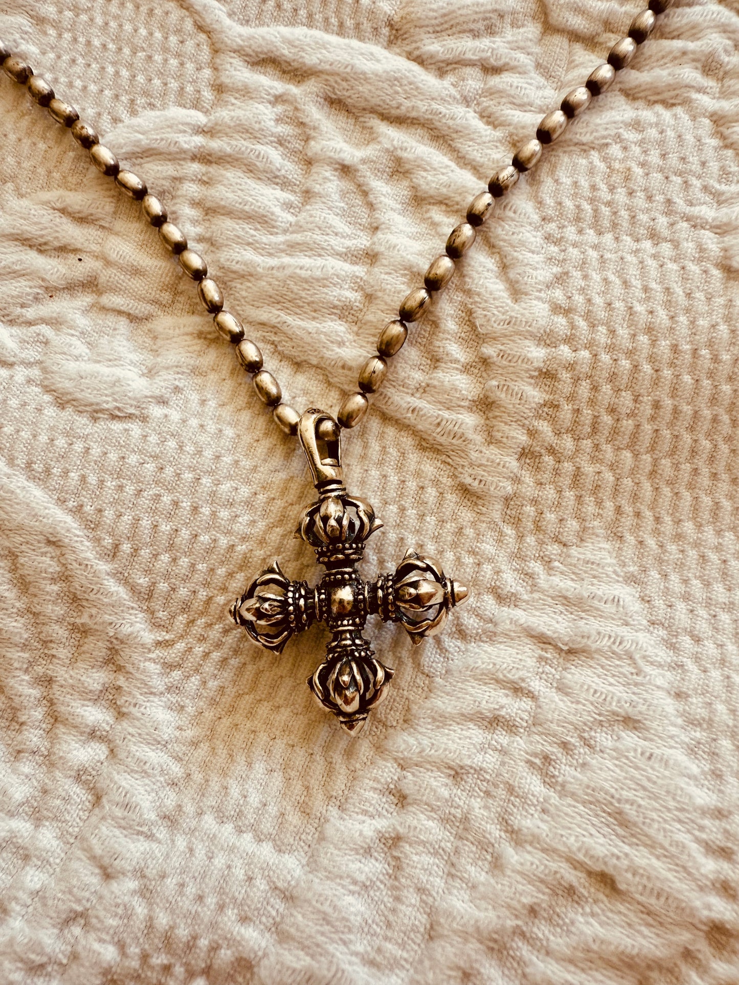 Anhänger aus 925Er-Sterlingsilber, Kreuz, Vajra-Kettenanhänger Unisex, Buddha-Schmuck