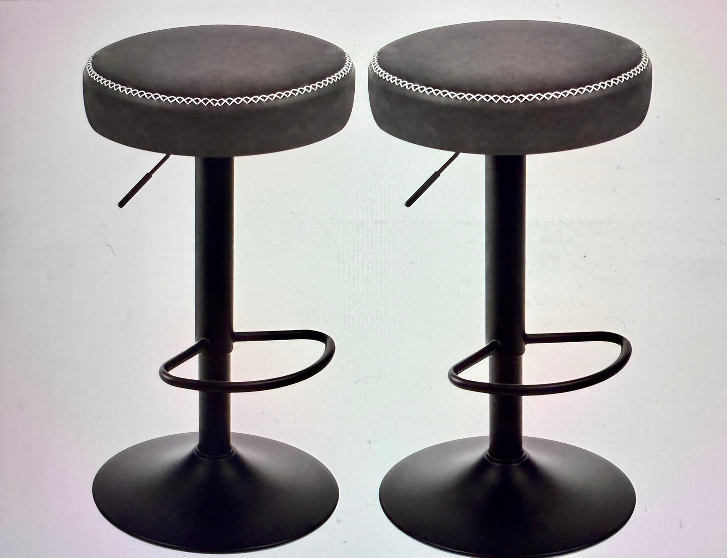 Vintage Barhocker Set, Braun & Schwarz.  Drehbar - Höhenverstellbar.