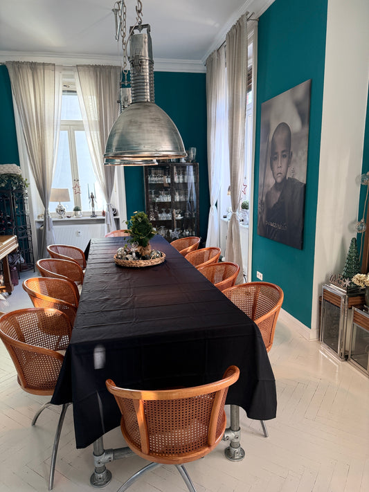 Made in Portugal! 3 und 4m Tischdecke Schwarz 100% Baumwolle 