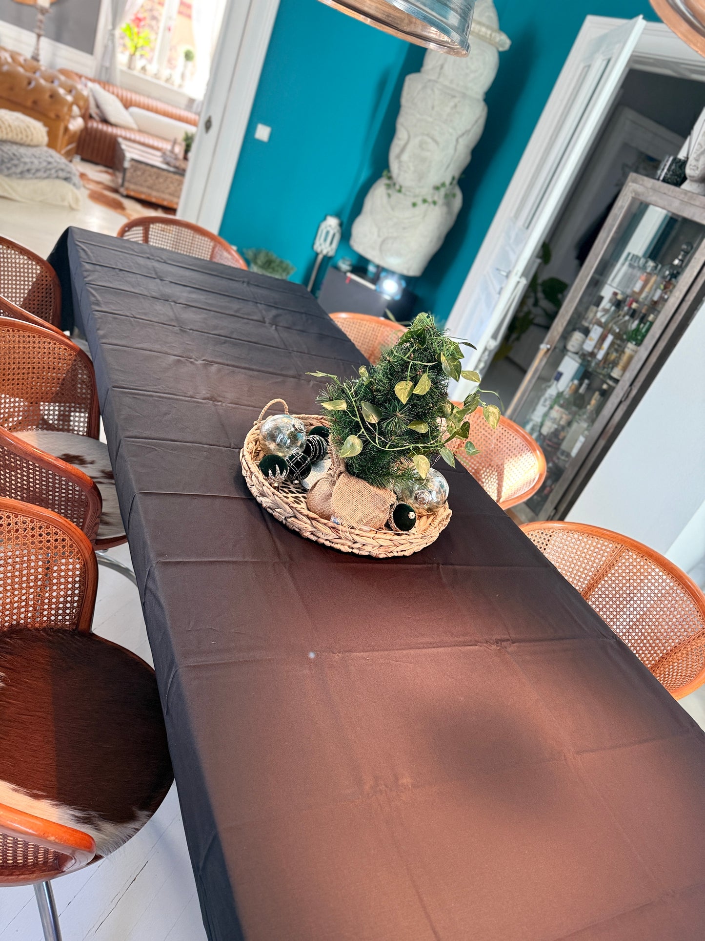 Made in Portugal! 3 und 4m Tischdecke Schwarz 100% Baumwolle 