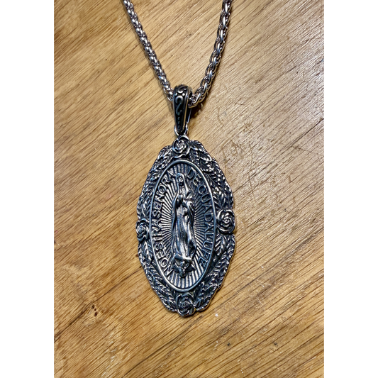 Jungfrau Maria Edelstahl Anhänger mit od. ohne Kette (60cm)