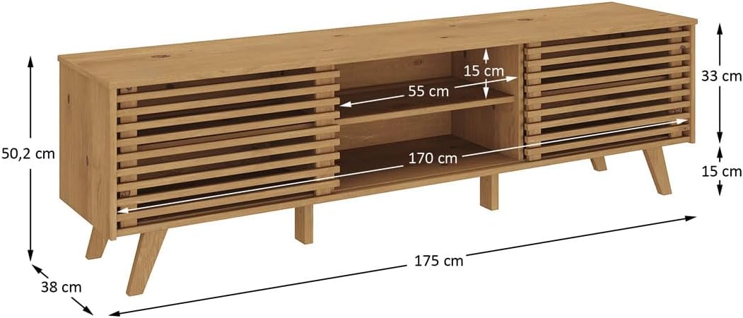  Skandi TV-Lowboard aus massivem Kiefer od. Nussbaum  175 x 50  x 38 cm