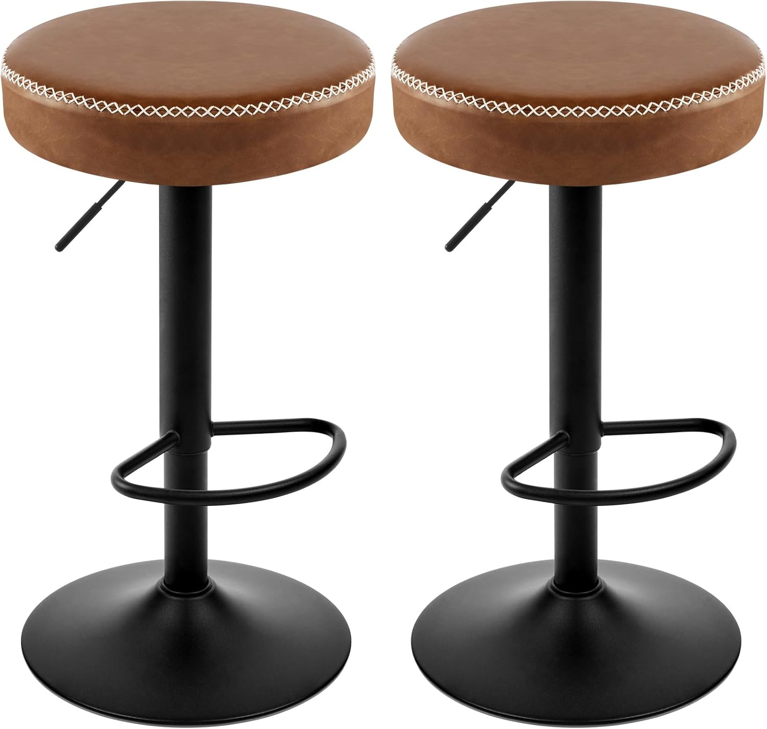 Vintage Barhocker Set, Braun & Schwarz.  Drehbar - Höhenverstellbar.