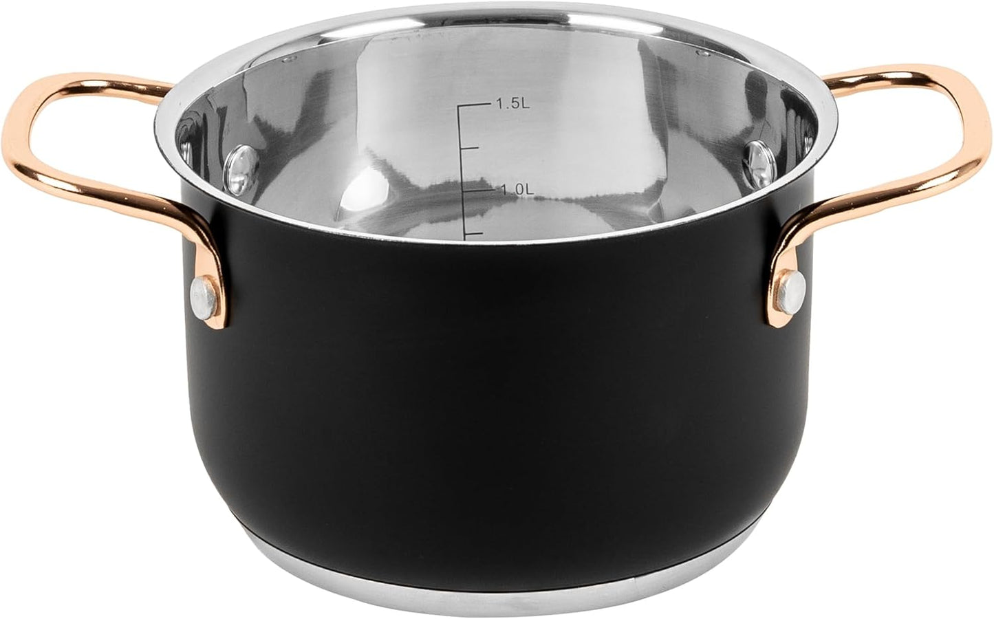 Topfset schwarz,  Edelstahl 3-Teilig für alle Herdarten.