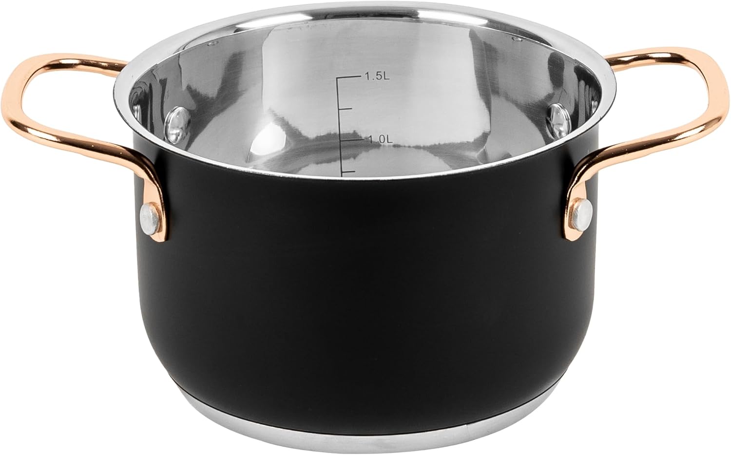 Topfset schwarz,  Edelstahl 3-Teilig für alle Herdarten.