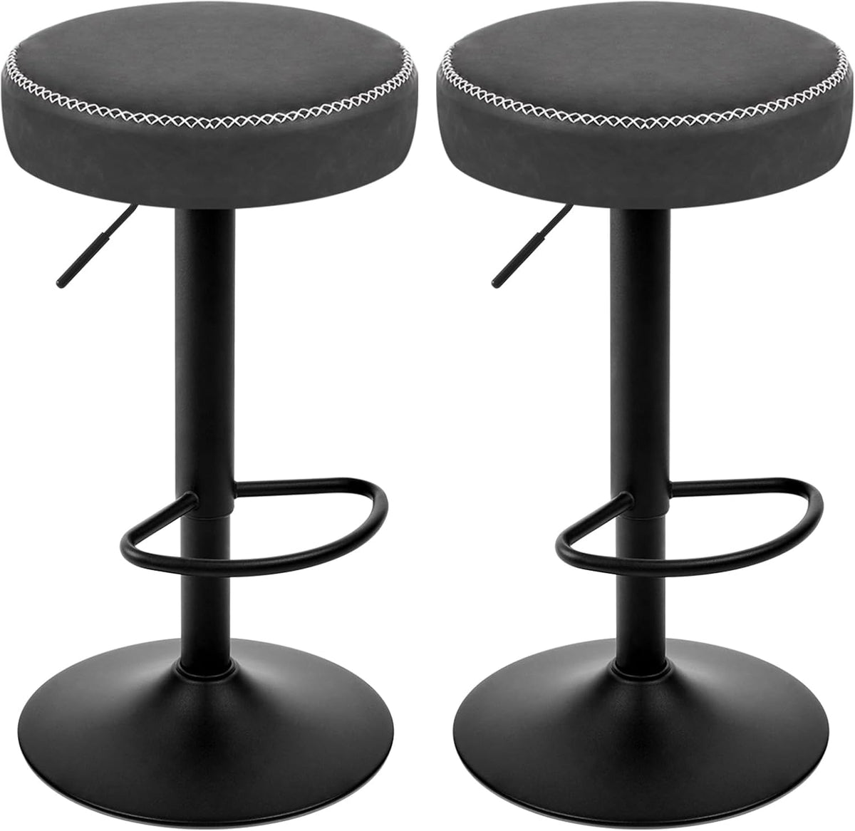 Barhocker Set, Runder Thekenstuhl mit Metallgestell, anthrazit schwarz.