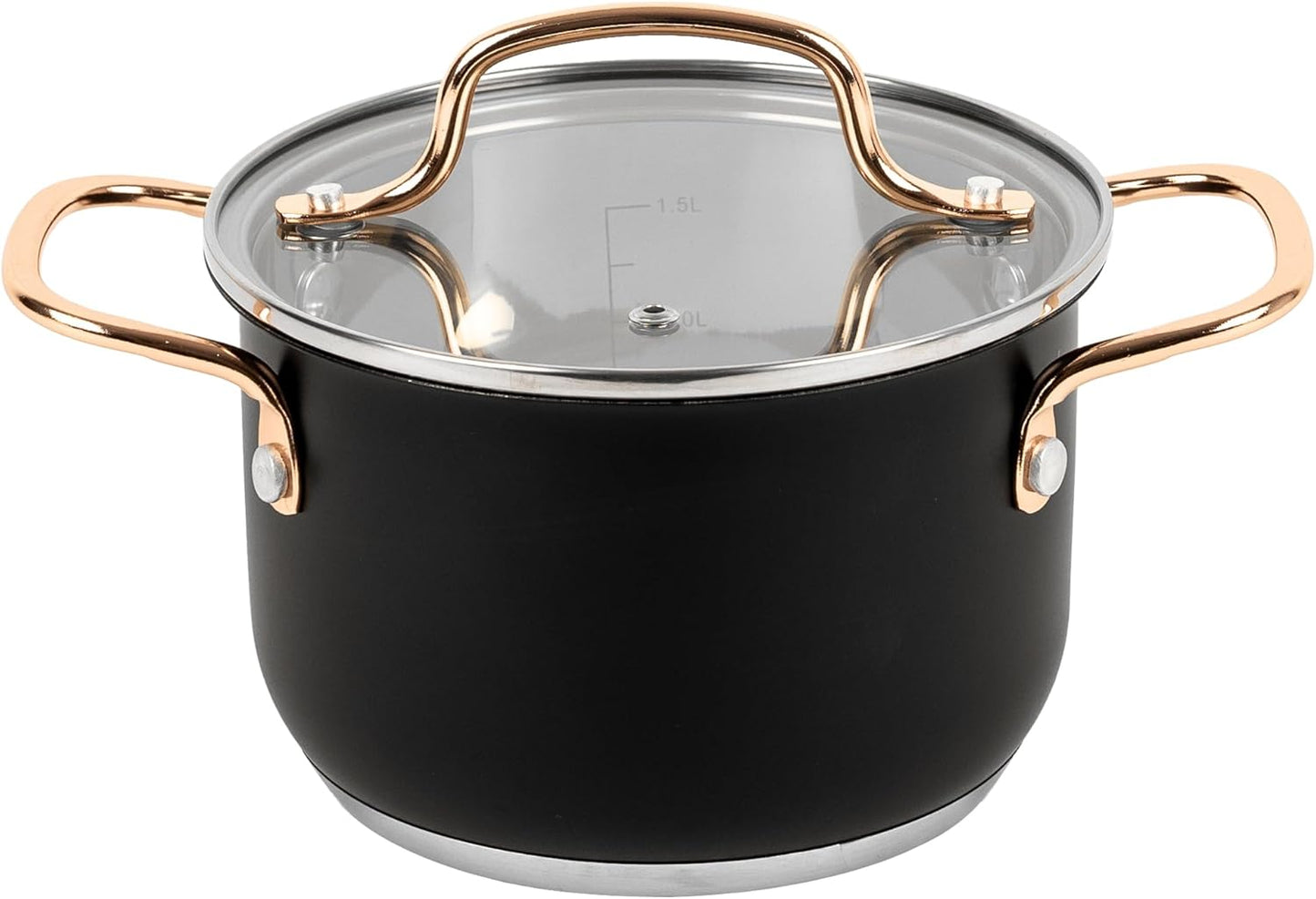 Topfset schwarz,  Edelstahl 3-Teilig für alle Herdarten.