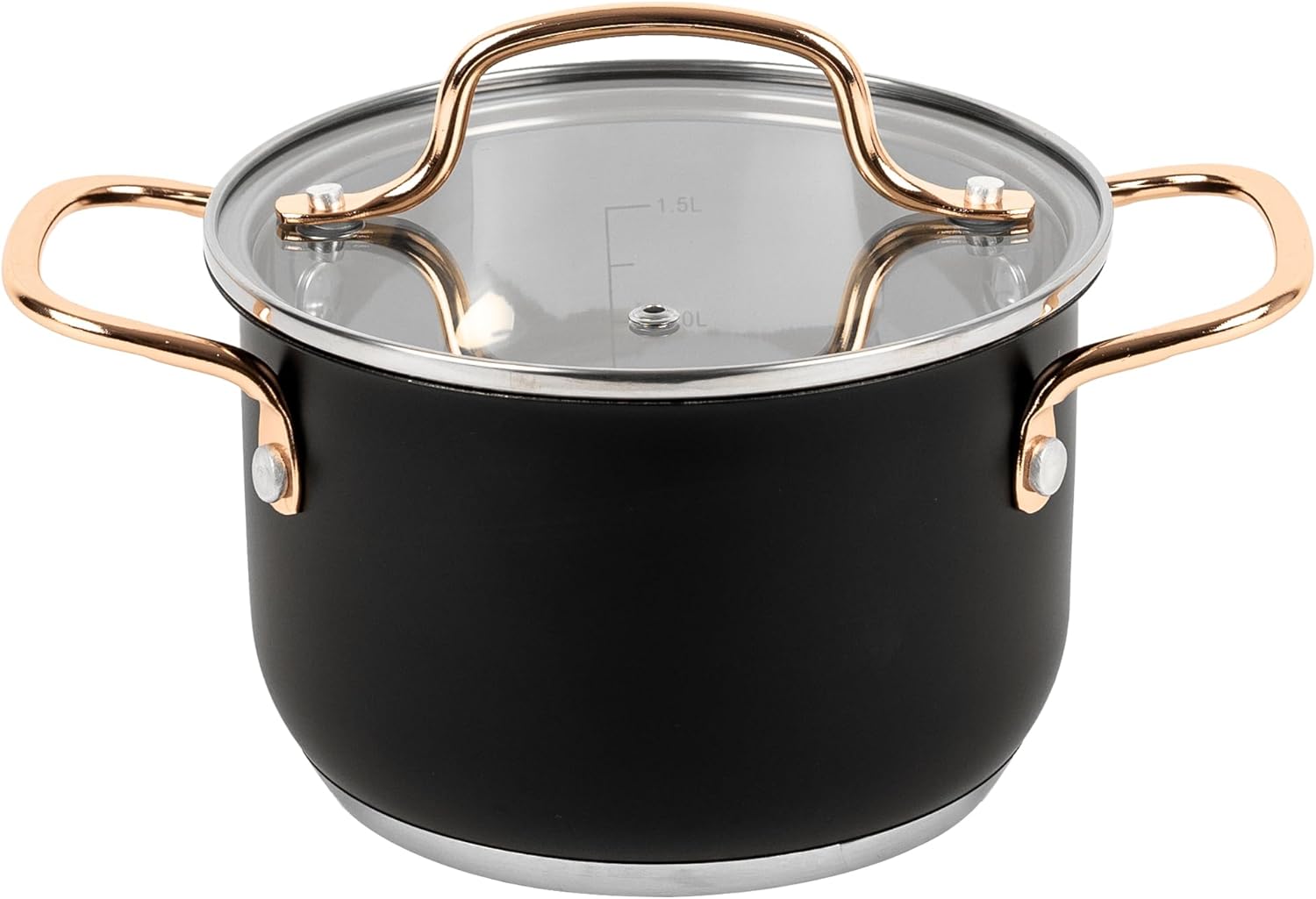 Topfset schwarz,  Edelstahl 3-Teilig für alle Herdarten.