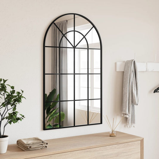 Wandspiegel / Fensterspiegel in schwarzem Metall 60 cm x 100 cm