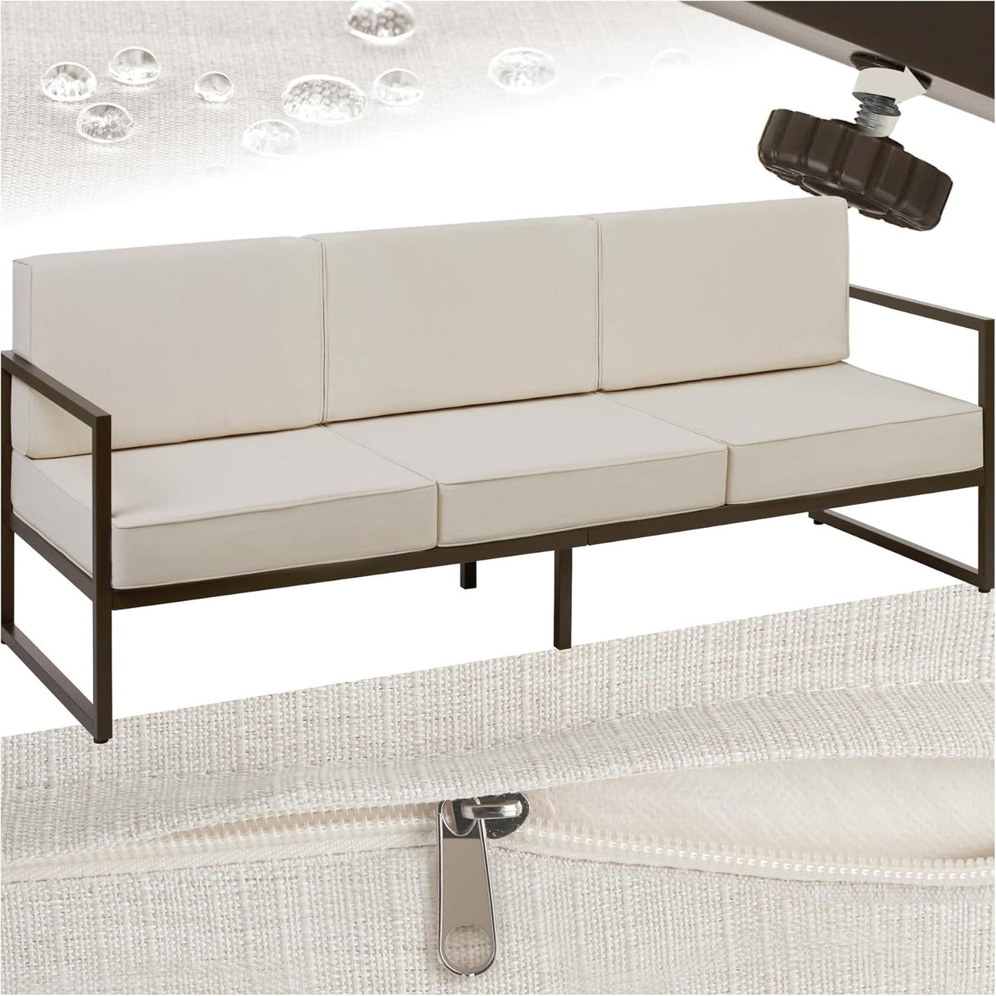 In,- and Outdoor Lounge Sofa , Wasserabweisend . 3 Sitzplätze 210 x 78 x 85 cm