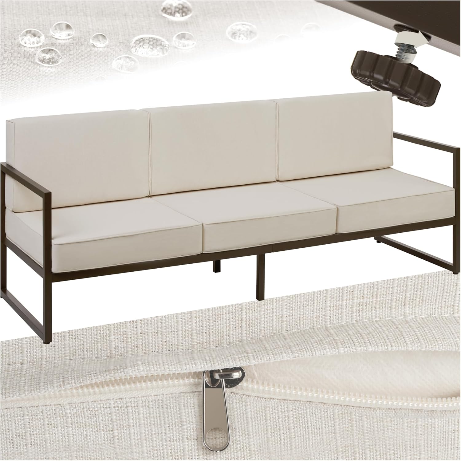 In,- and Outdoor Lounge Sofa , Wasserabweisend . 3 Sitzplätze 210 x 78 x 85 cm