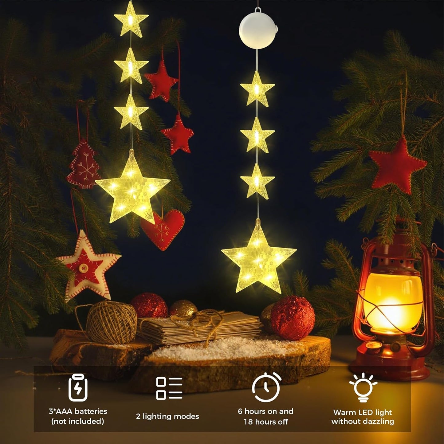 2 Stück LED Sterne  Weihnachtsdeko