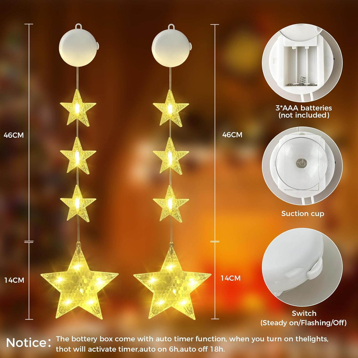 2 Stück LED Sterne  Weihnachtsdeko