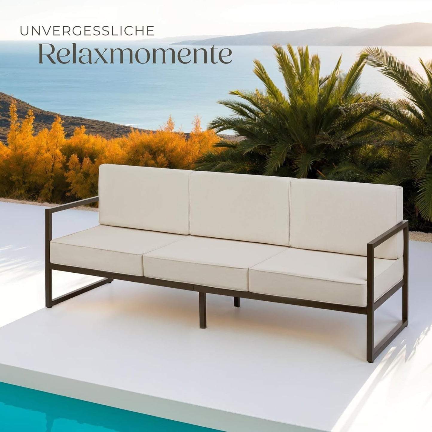 In,- and Outdoor Lounge Sofa , Wasserabweisend . 3 Sitzplätze 210 x 78 x 85 cm