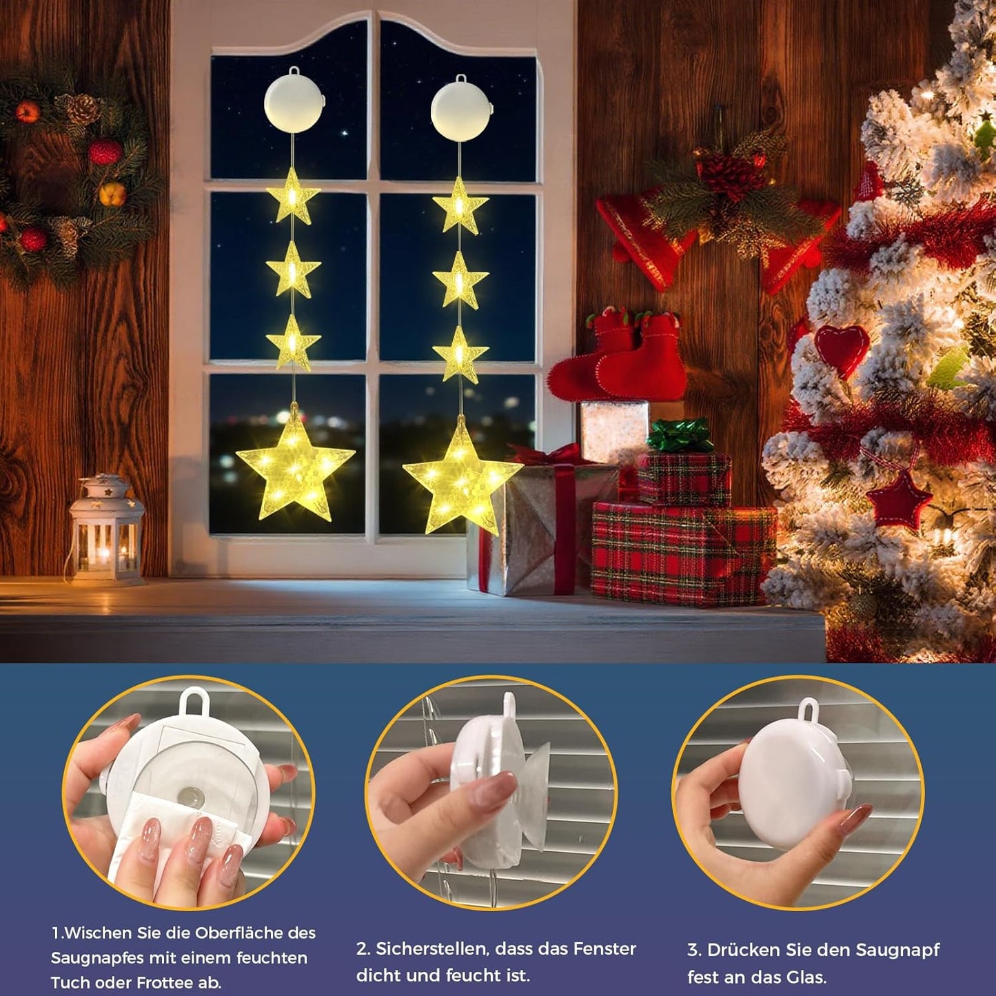 2 Stück LED Sterne  Weihnachtsdeko