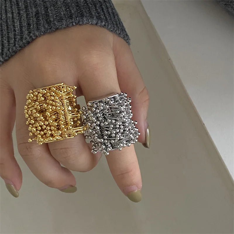  Retro Feuerwerkring versilbert /vergoldet und verstellbar