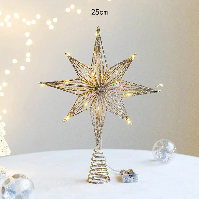  Weihnachtsbaum - Topper, 33x25 cm Weihnachtsstern mit Led-Lichterkette