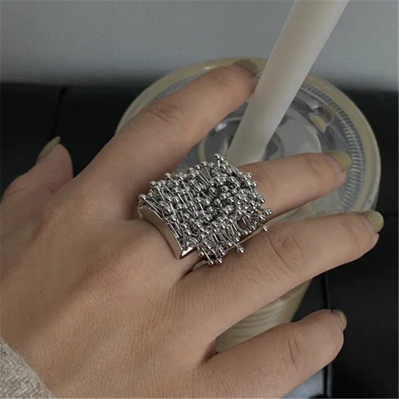  Retro Feuerwerkring versilbert /vergoldet und verstellbar