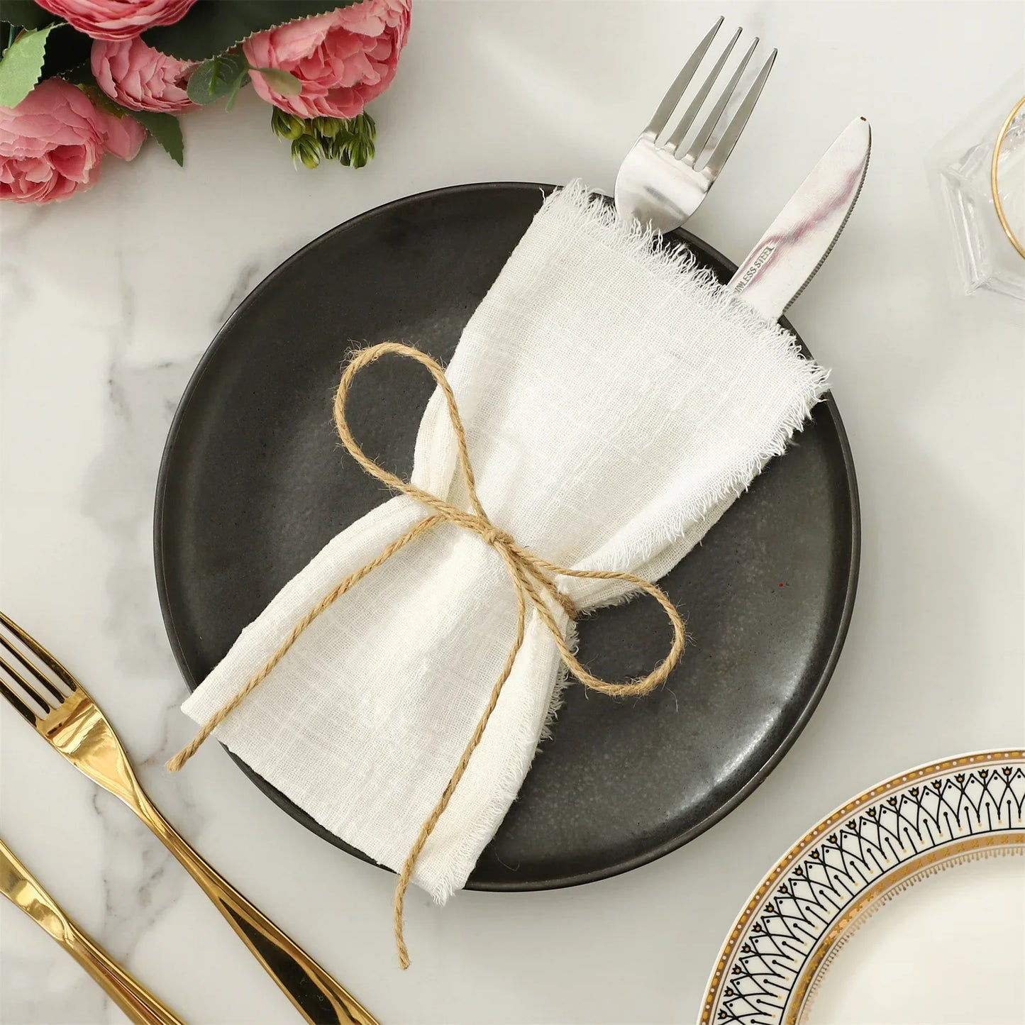 10 Stück 32 X 32 Cm  Baumwollserviette Weihnachten Tischdekoration Retro  Serviette