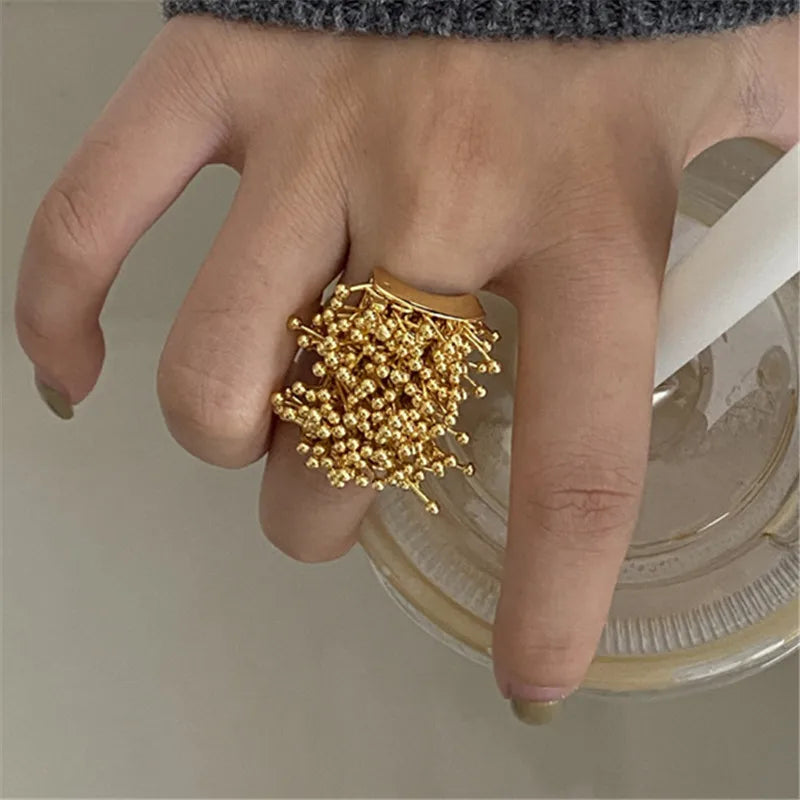  Retro Feuerwerkring versilbert /vergoldet und verstellbar