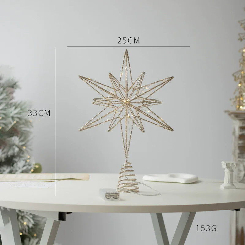  Weihnachtsbaum - Topper, 33x25 cm Weihnachtsstern mit Led-Lichterkette