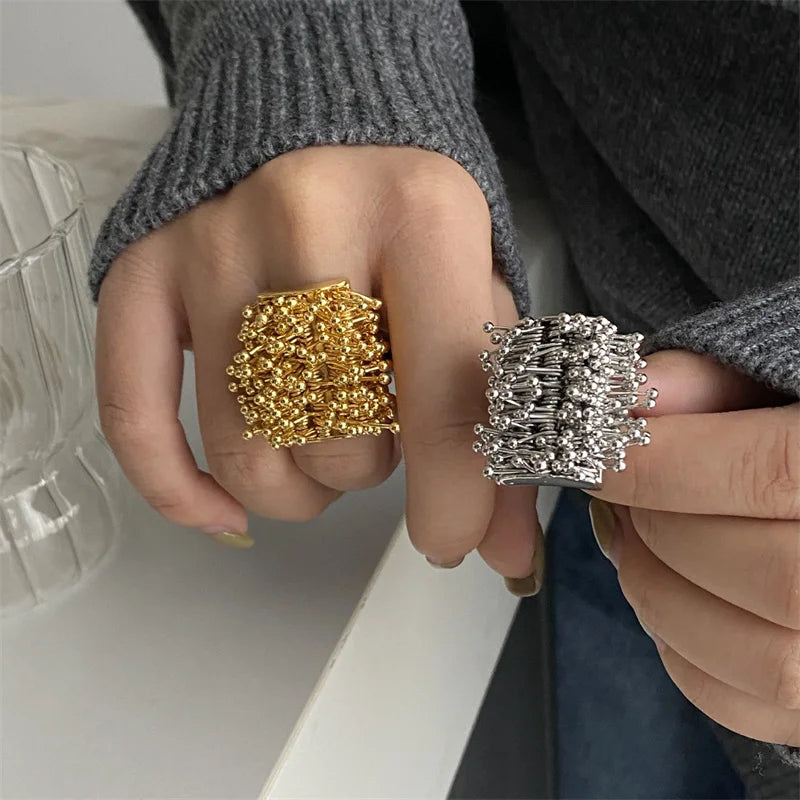  Retro Feuerwerkring versilbert /vergoldet und verstellbar