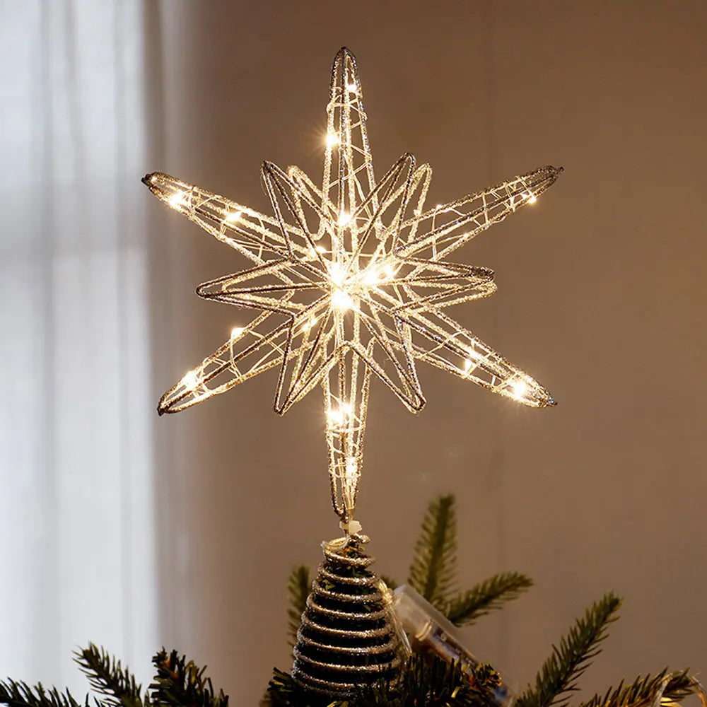  Weihnachtsbaum - Topper, 33x25 cm Weihnachtsstern mit Led-Lichterkette