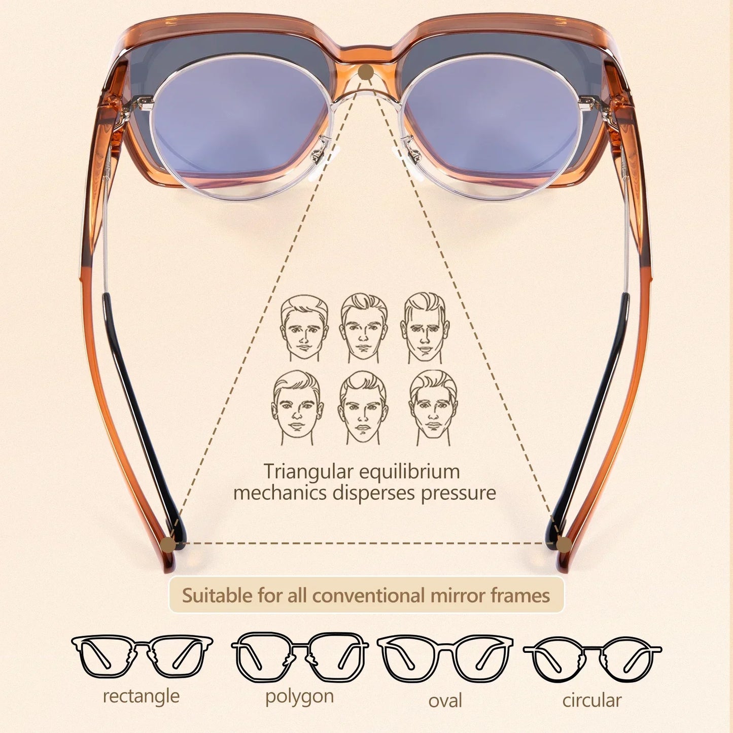 Unisex Überzieh Sonnenbrille für alle Gestelle.  