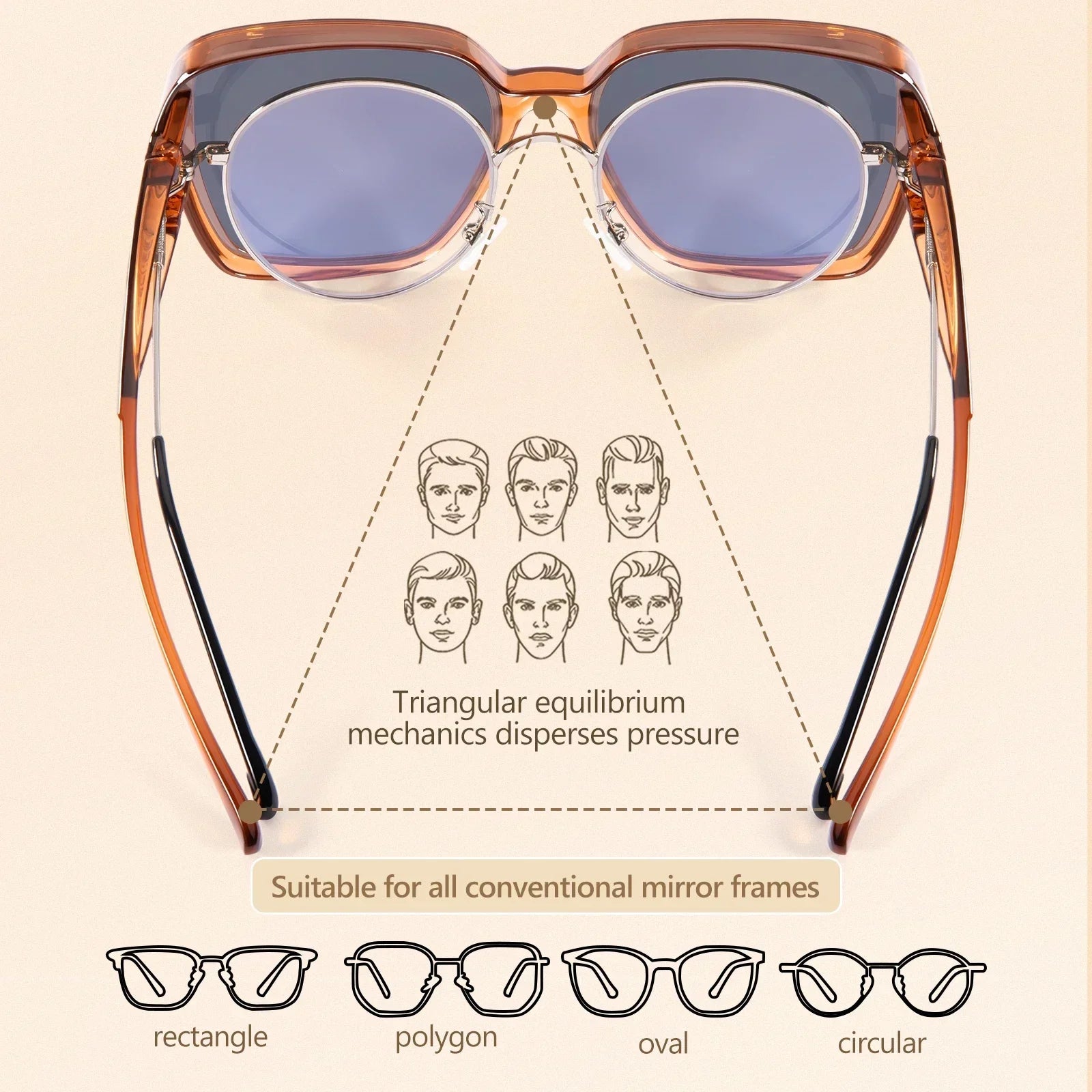 Unisex Überzieh Sonnenbrille für alle Gestelle.  