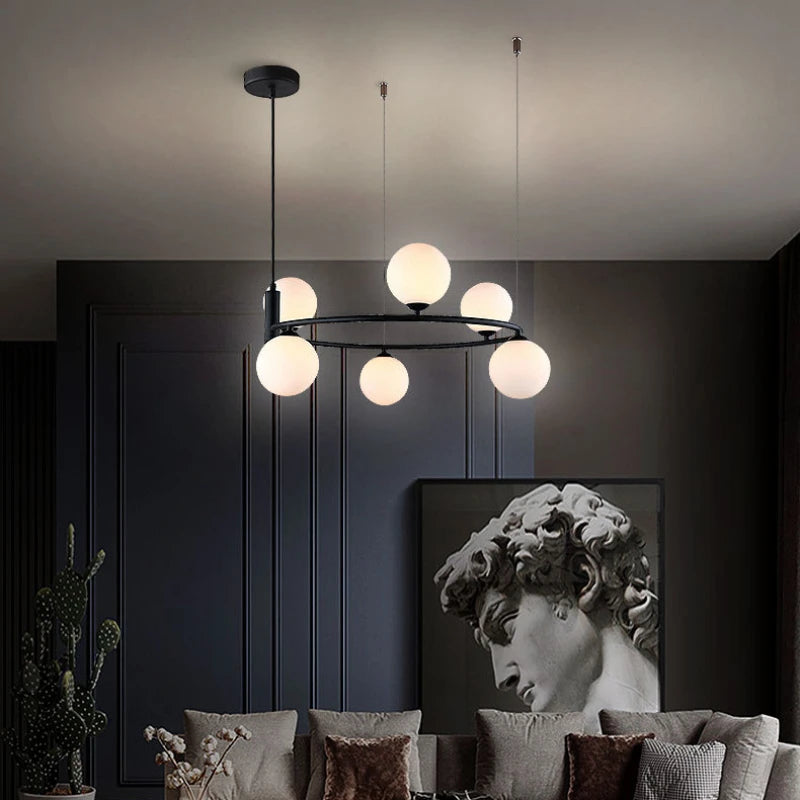 Vintage Glaskugel Kronleuchter  6 oder 8 Kugeln / 60 oder 80 cm