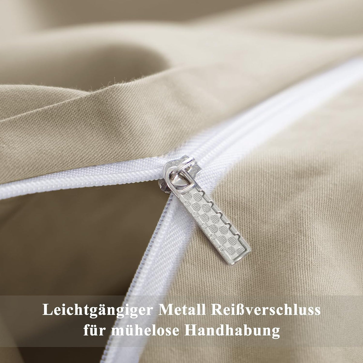 Bettwäsche 135X200 Baumwolle 4- Khaki  mit 2 Kissenbezüge 80X80 cm und Decke mit Reißverschluss.